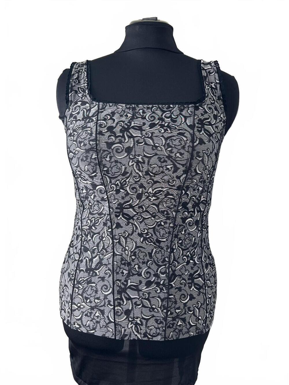 White House Black Market Lace Trim Floral Patterned Tank Top Size L
